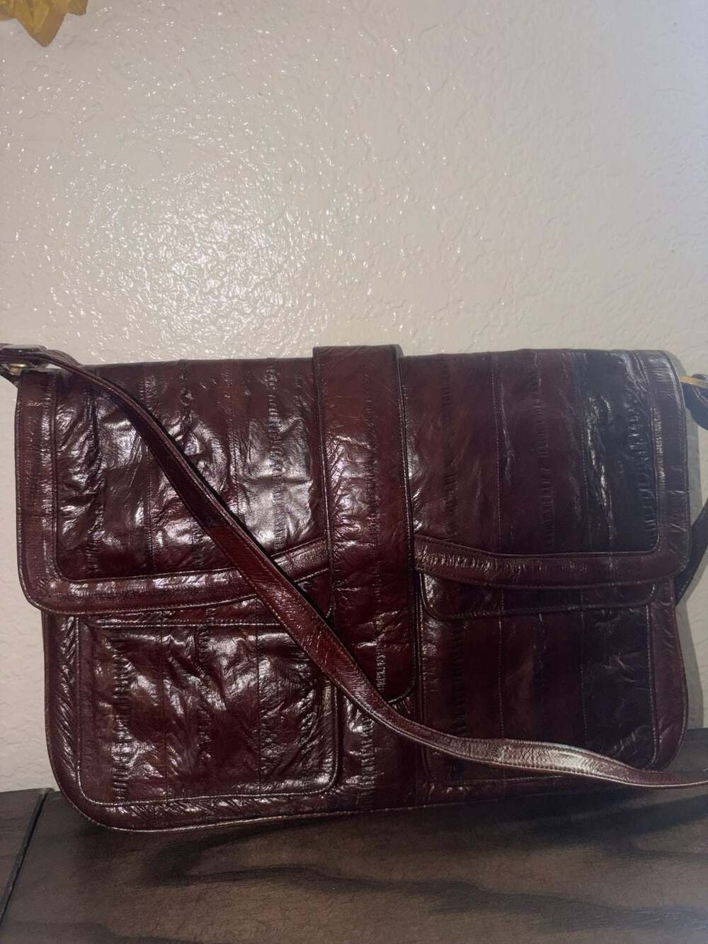 SUNCO Genuine Eel Skin Purse Shoulder Bag